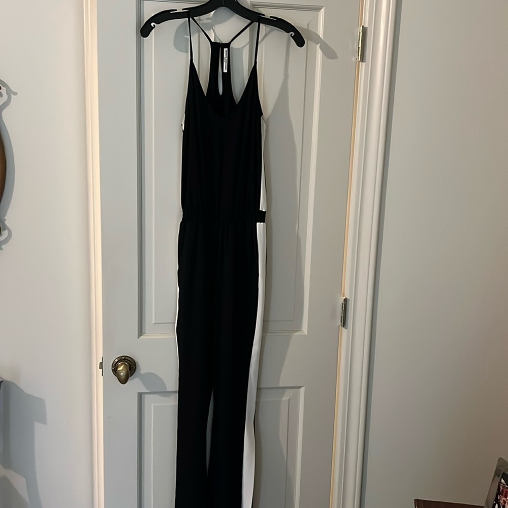 Black jumpsuit with contrast stripe